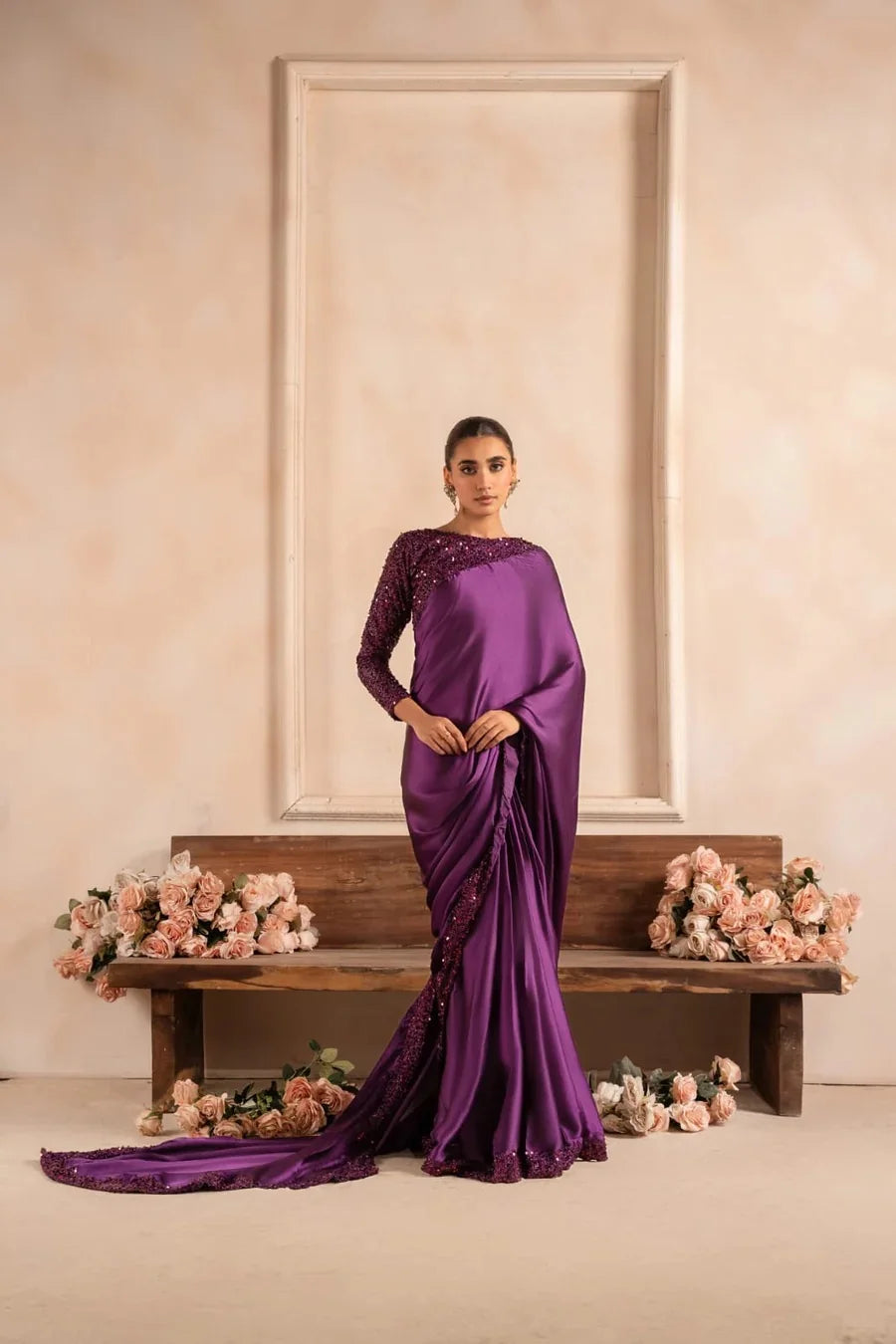 Silk Saree STITCHED ( Purple )