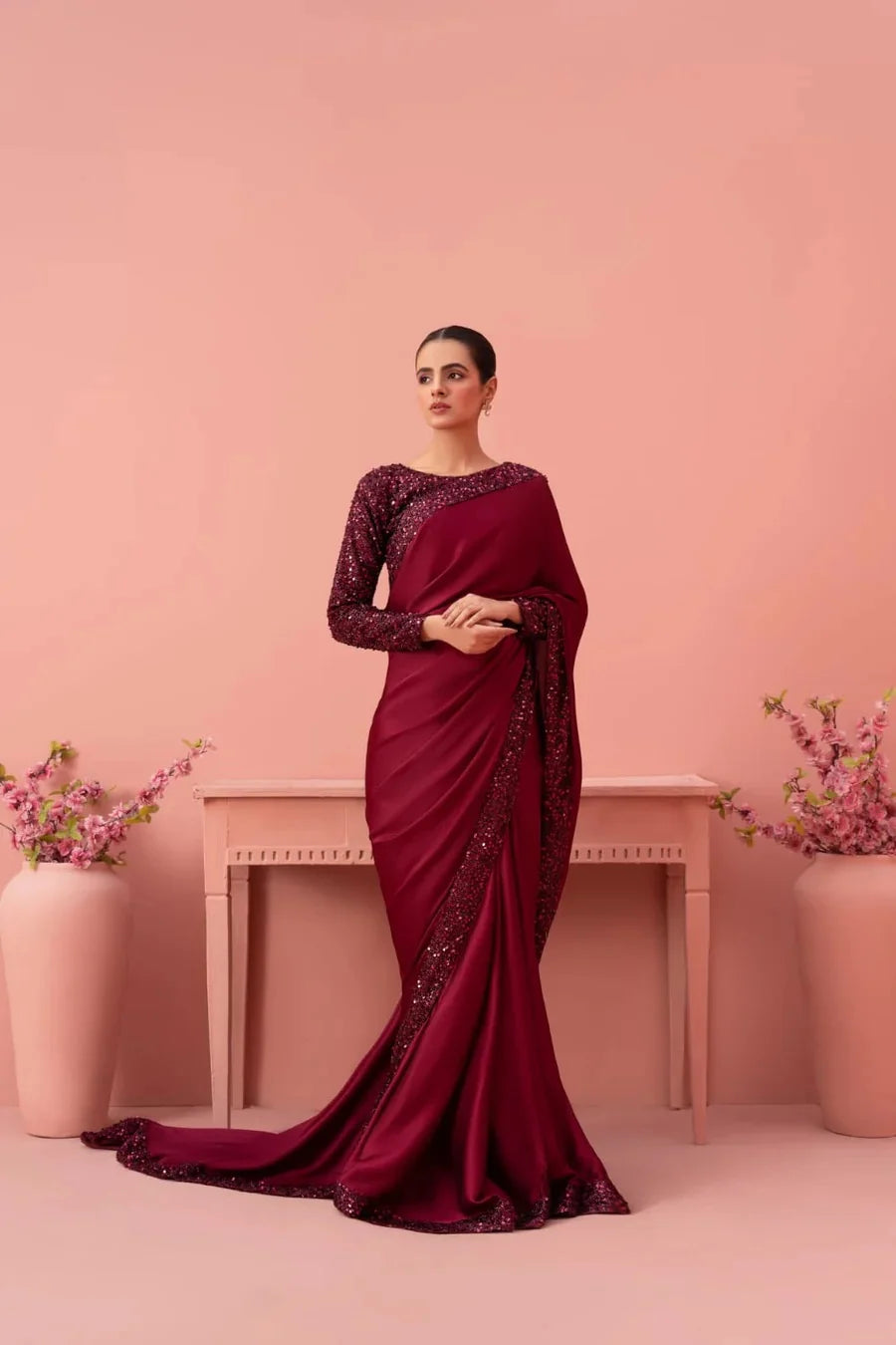 Silk Saree STITCHED ( Red )