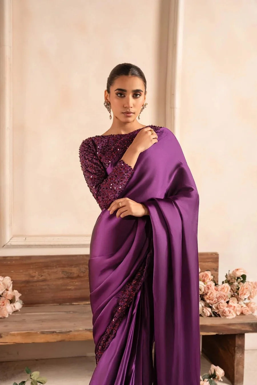 Silk Saree STITCHED ( Purple )